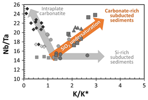 Fractionation of Nb/Ta during subduction of carbonate-rich sediments